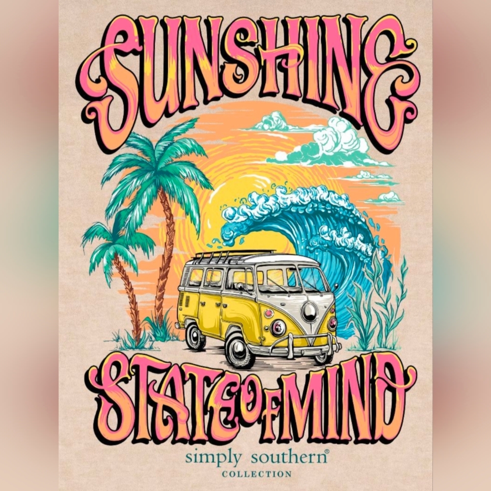 Assorted Sizes- Simply Southern Sunshine Washed Cream T-Shirt-NWT - Picture 3 of 5